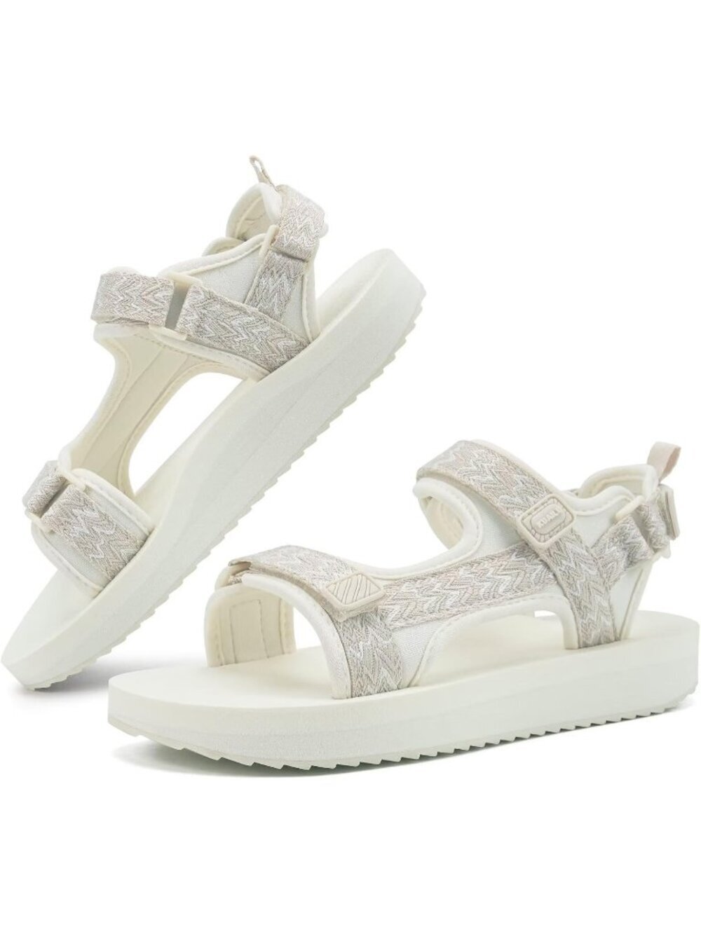 Women's White Comfortable Foam Arch Support Adjustable Strap Hiking Sandal Shoes